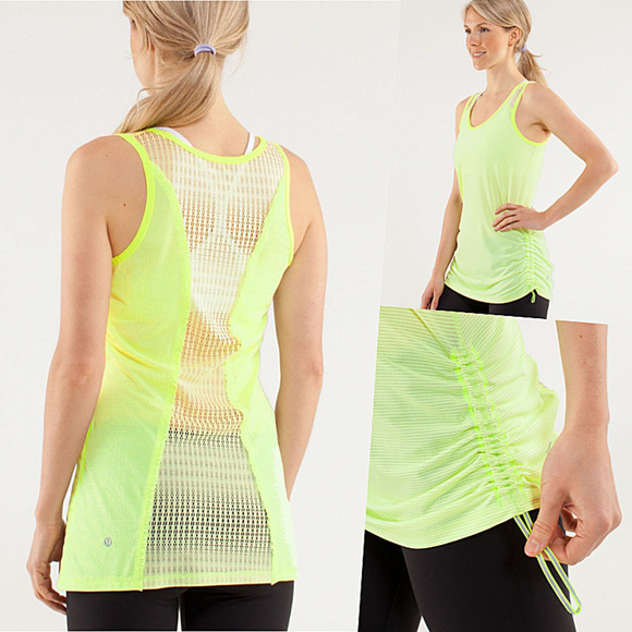 Lululemon Mesh Open Back Loose Tank Neon 4 NWOT - Picture 1 of 15